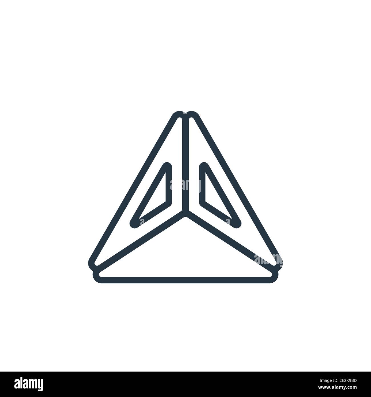 Icône vectorielle de la pyramide polygonale des triangles. Icône de pyramide polygonale noire à ligne mince de triangles, vecteur plat illustration d'élément simple de Illustration de Vecteur