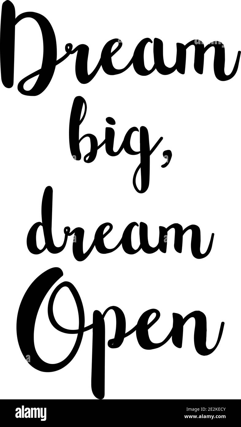 Affiche typographique dessinée à la main. Citation inspirante Dream Big Dream Open. Pour les cartes de vœux. Eps10 Illustration de Vecteur