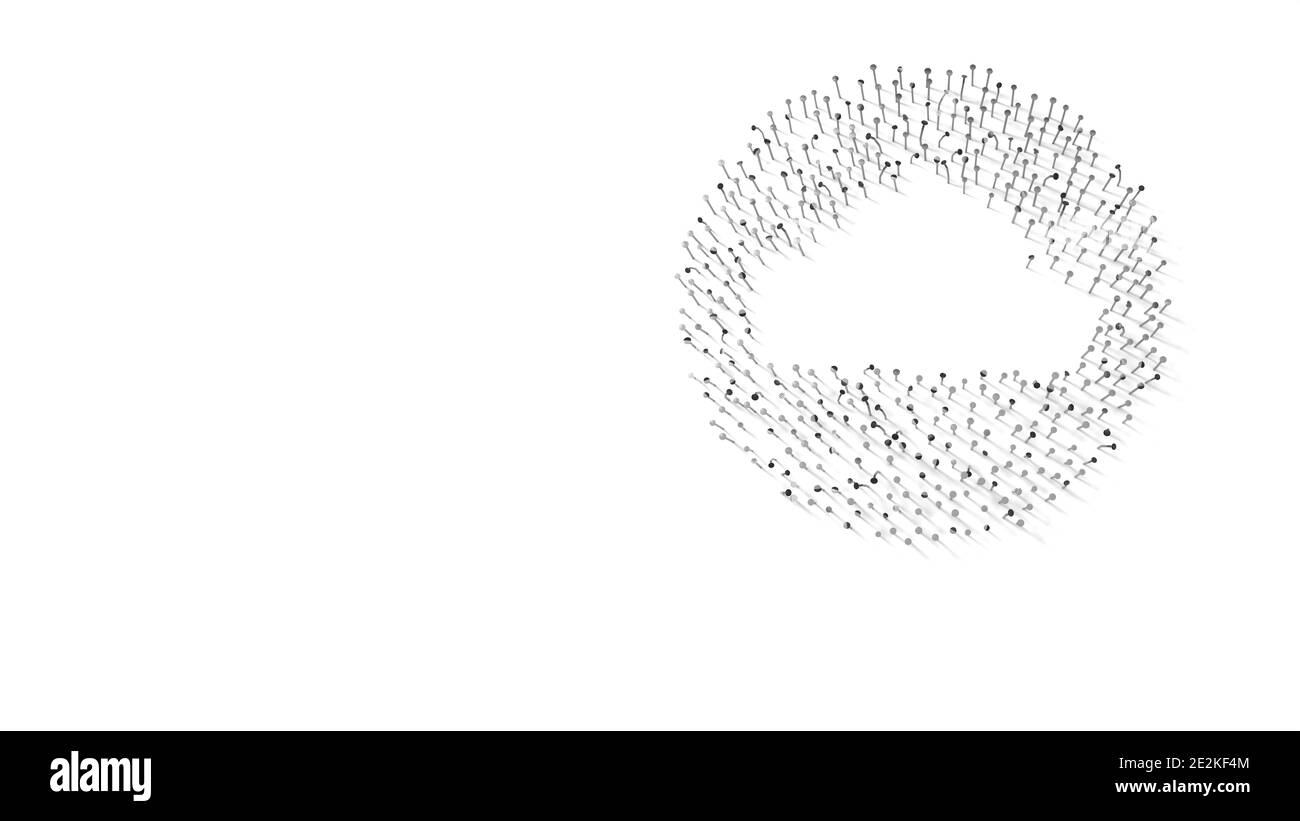 symbole de rendu 3d du cercle avec nuage enveloppé d'or plaque thermique sur fond bleu foncé Banque D'Images
