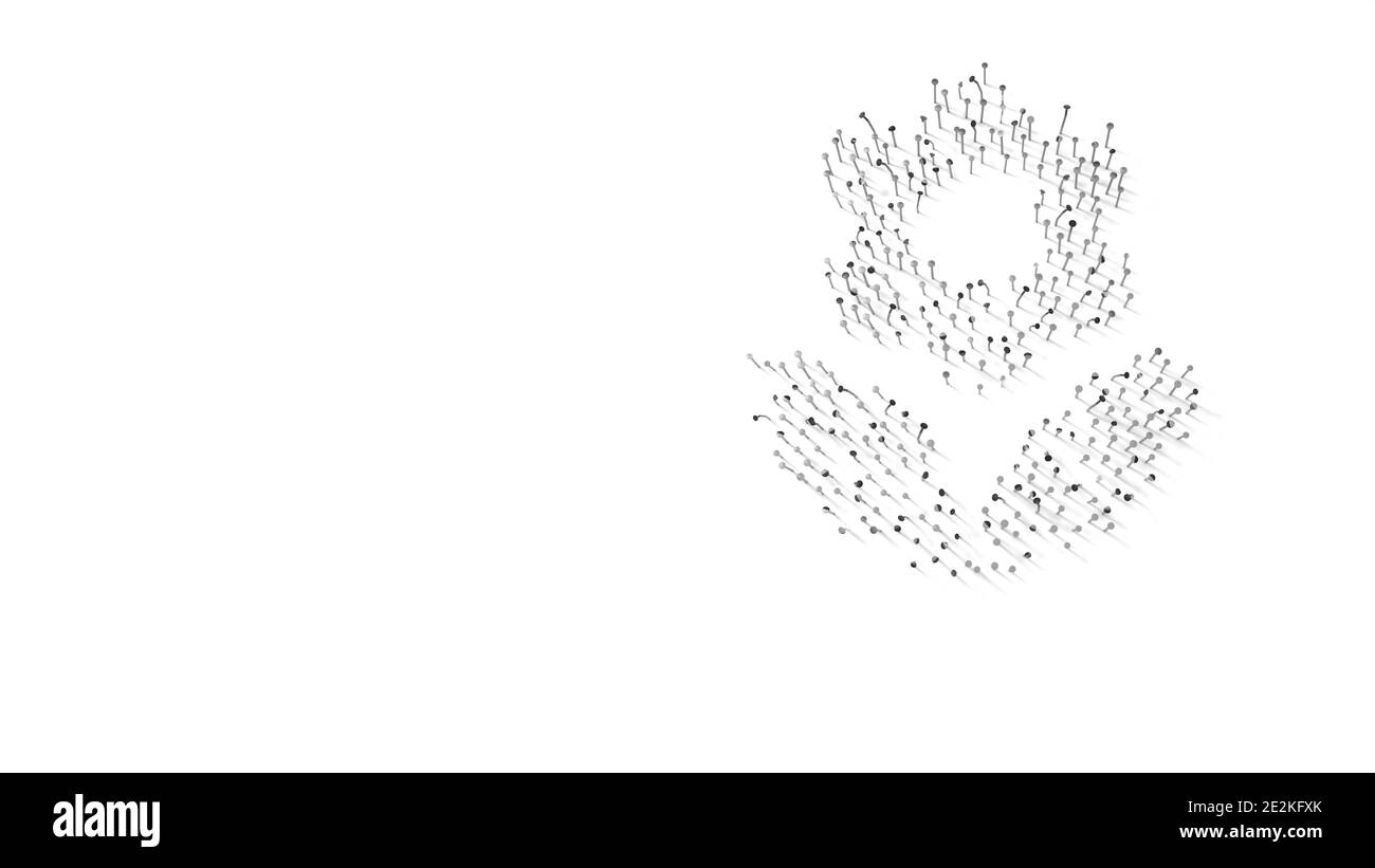 symbole de rendu 3d de fleur avec des feuilles enveloppées d'or plaque thermique sur fond bleu foncé Banque D'Images