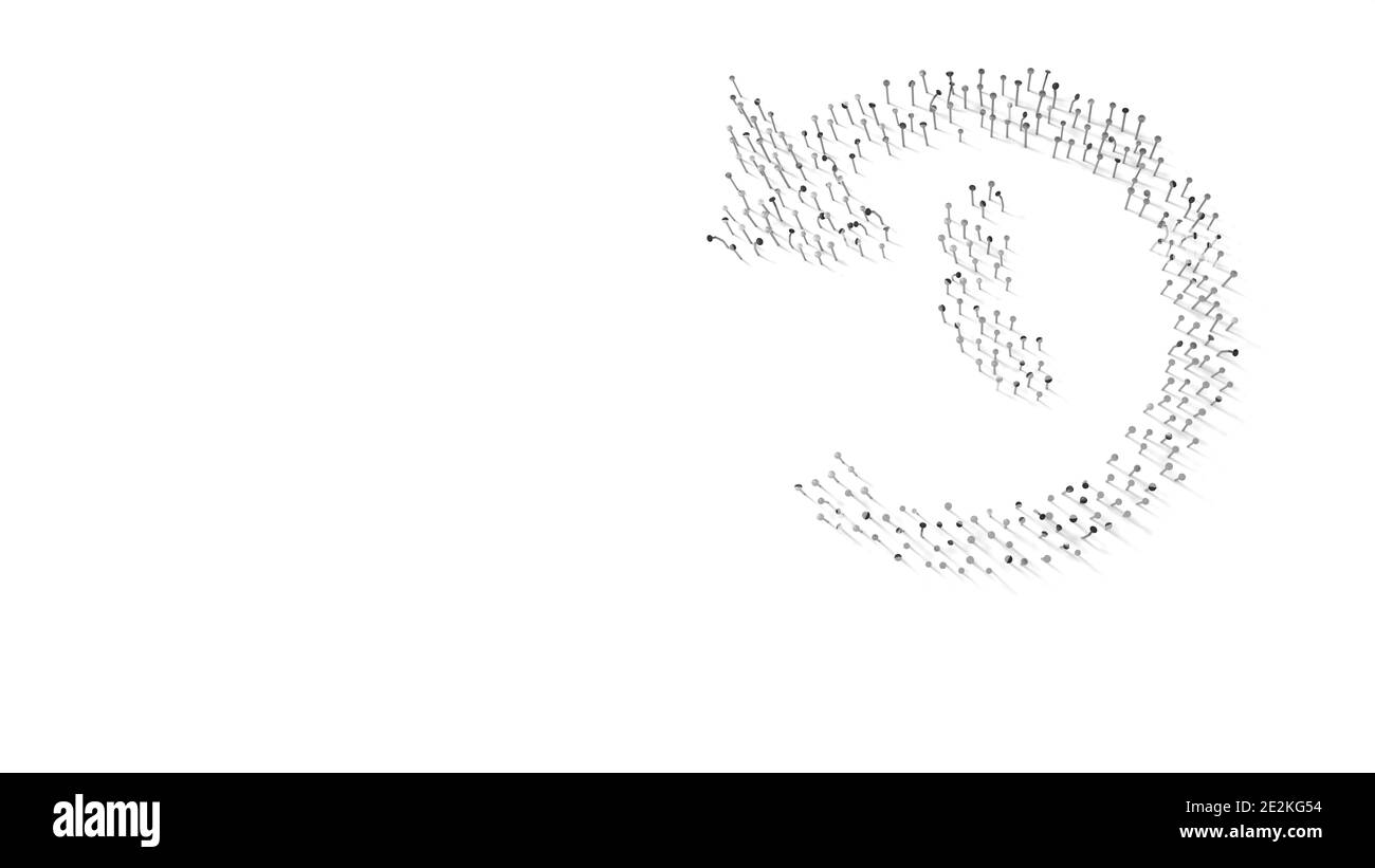 symbole de rendu 3d de l'horloge avec flèche dans le sens inverse des aiguilles d'une montre enroulée plaque en feuille thermique dorée sur fond bleu foncé Banque D'Images