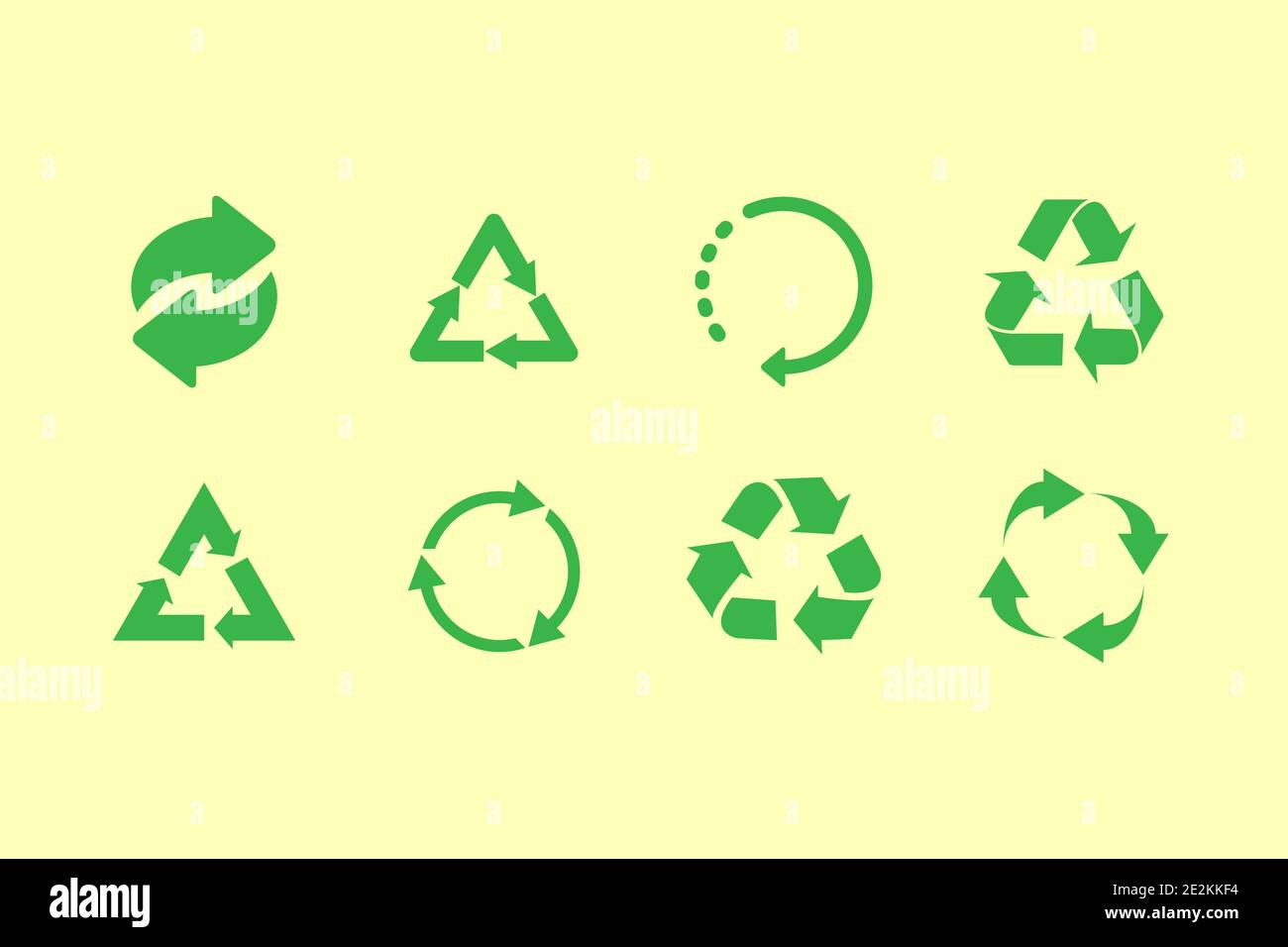 Icône de recyclage définie en vert sur fond blanc Illustration de Vecteur