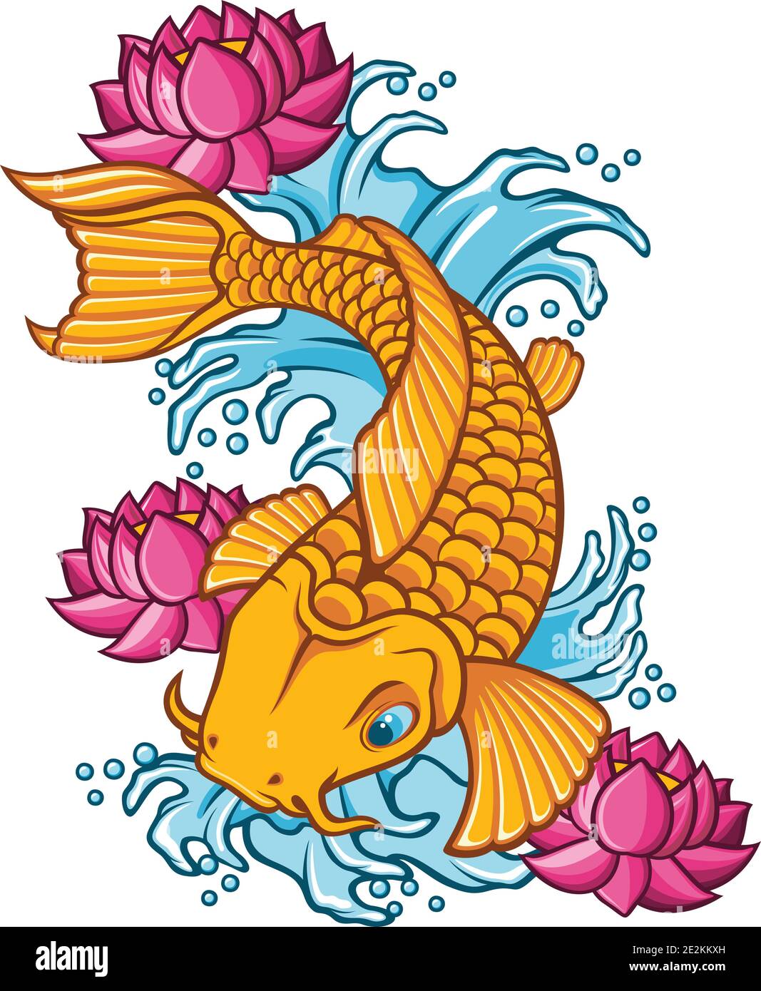 Illustration du tatouage de poisson koï. Illustration de Vecteur