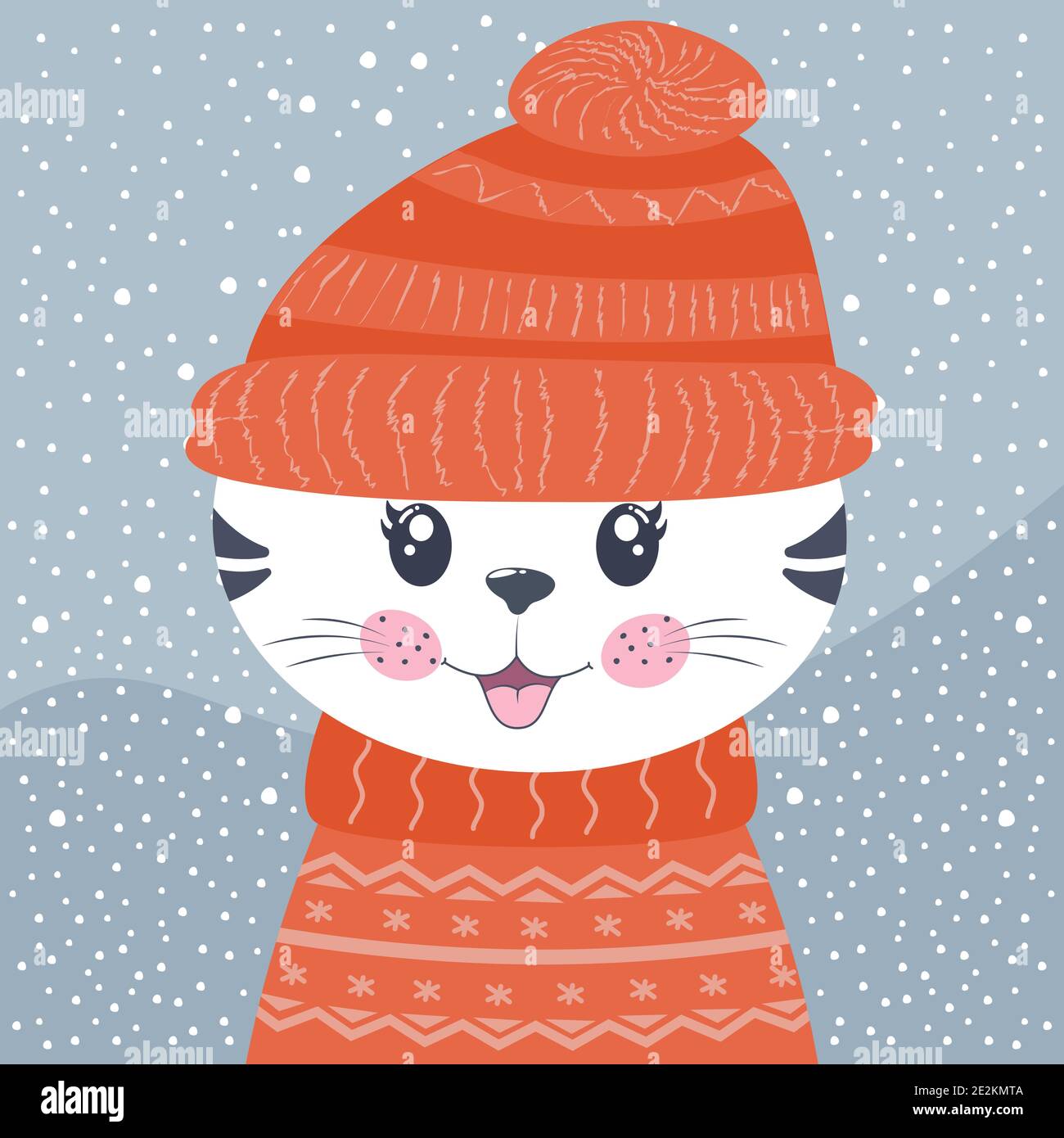 Adorable petit chat kitty en hiver. Illustration de Vecteur