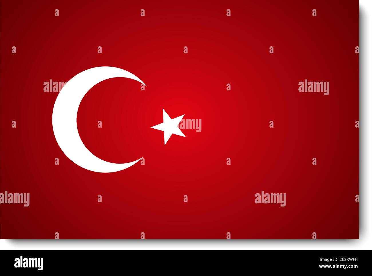 Drapeau de la Turquie avec ombre sur fond blanc Illustration de Vecteur