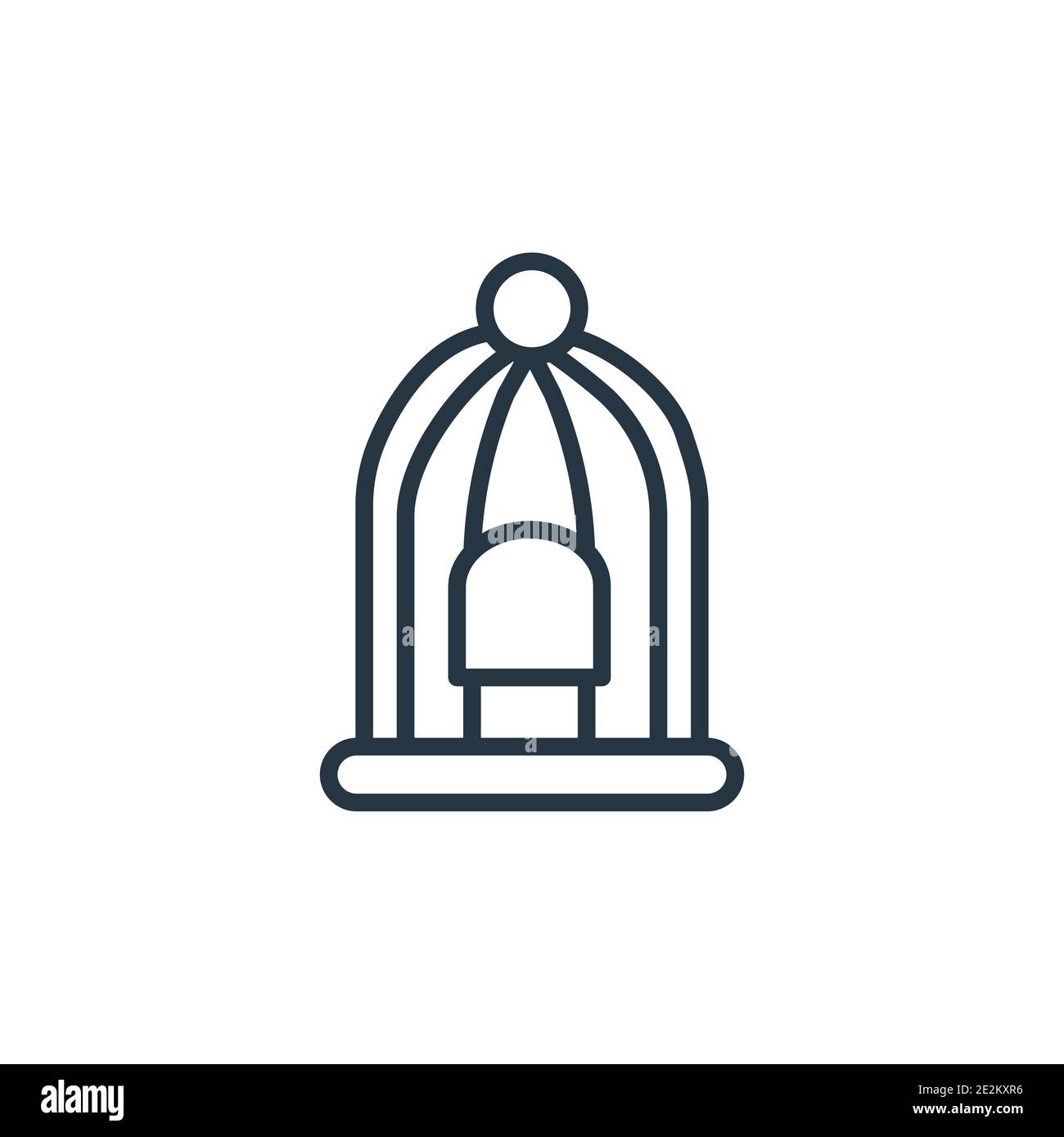 Icône de vecteur de contour de cage d'oiseau. Icône de cage à oiseaux noire à lignes fines, illustration d'éléments simples à vecteur plat de l'iso de concept de mobilier et de maison modifiable Illustration de Vecteur