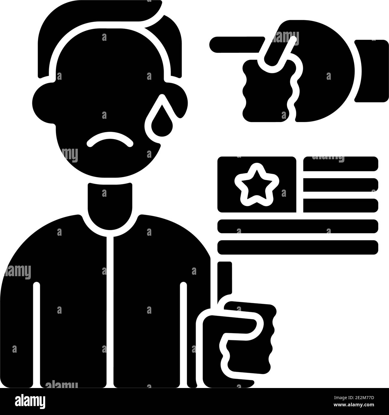 Icône de glyphe noir de cyberintimidation politique Illustration de Vecteur