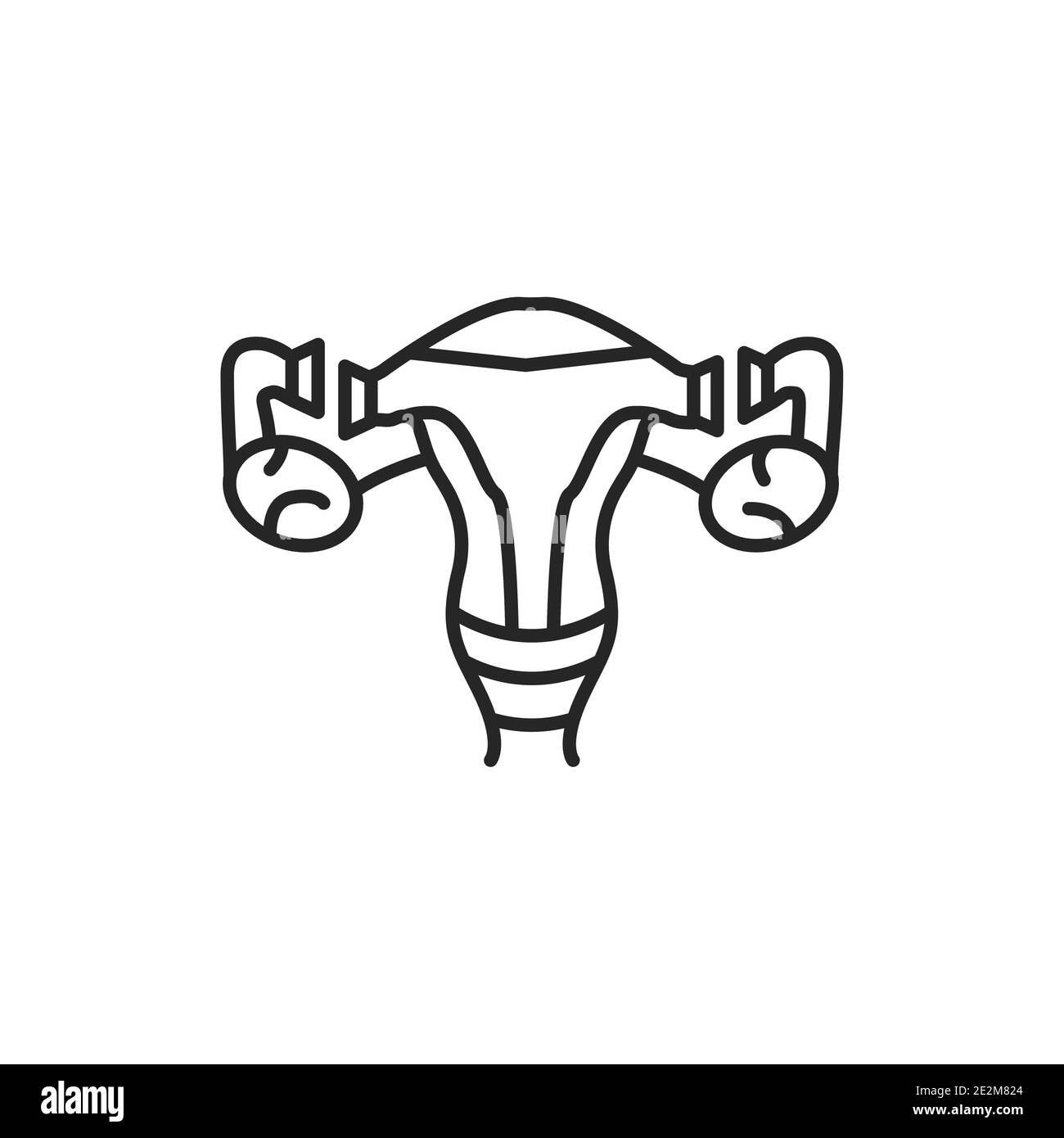 Icône de la ligne noire de stérilisation féminine. Ligature des trompes