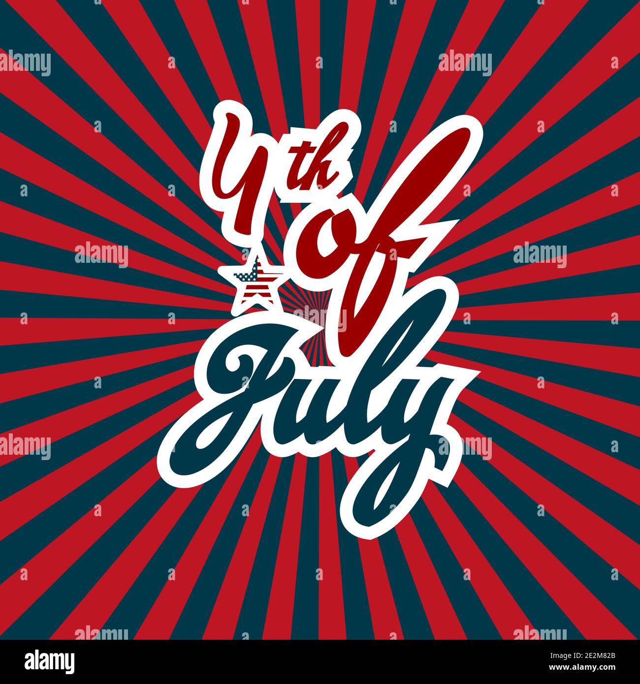 4 juillet, bonne journée de l'indépendance américaine avec des rayons du soleil Illustration de Vecteur