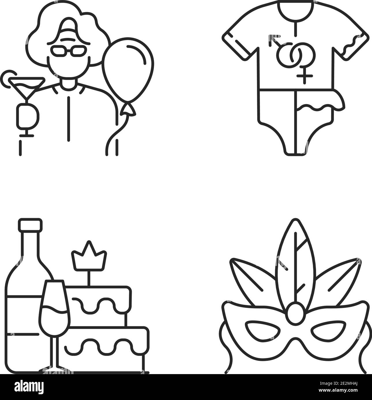 Ensemble d'icônes linéaires de message d'accueil pour les fêtes de famille Illustration de Vecteur