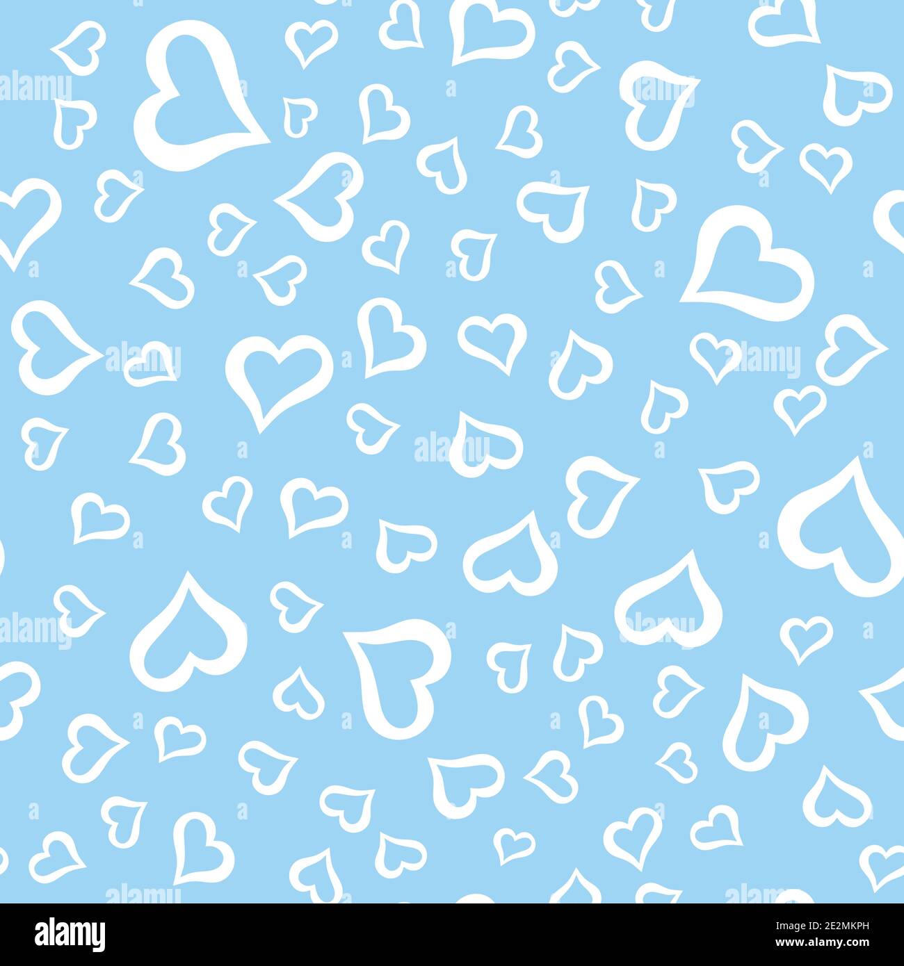 Motif sans couture avec coeurs blancs sur fond bleu. Graphiques vectoriels. Convient pour l'arrière-plan des cartes postales, des affiches, l'impression sur des tissus, une crique Illustration de Vecteur