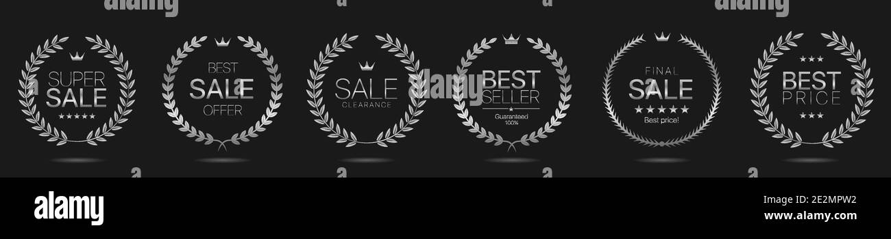 Icônes de couronne argentée Illustration de Vecteur