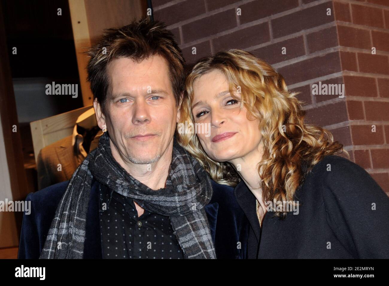 Les acteurs Kyra Sedgwick et Kevin Bacon assistent à l'ouverture du premier magasin Hermes pour hommes sur Madison Avenue à New York City, NY, États-Unis, le 9 février 2010. Photo de Mehdi Taamallah/ABACAPRESS.COM Banque D'Images