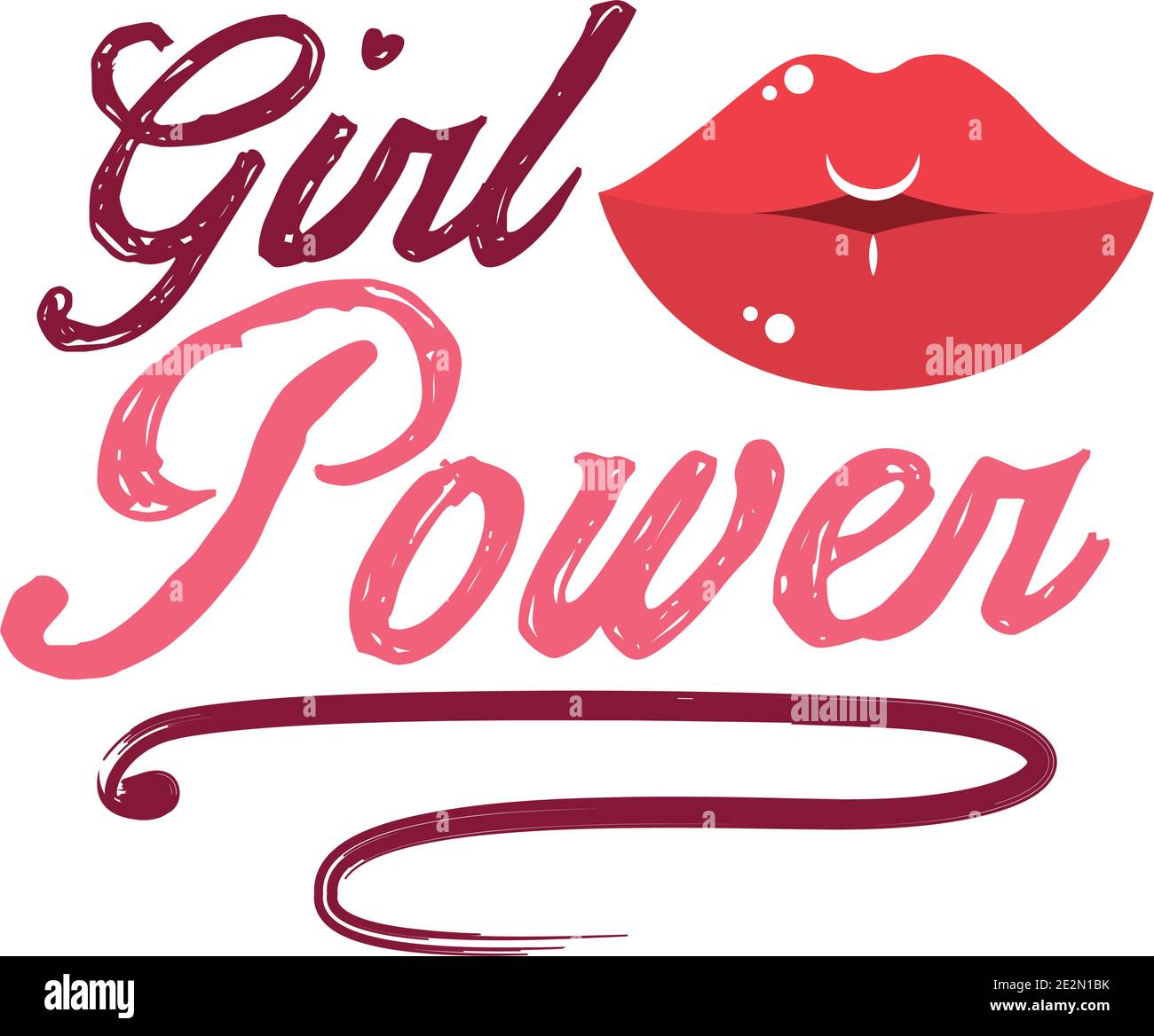 girl power design avec des lèvres kiss sur fond blanc, modèle plat,  illustration vectorielle Image Vectorielle Stock - Alamy