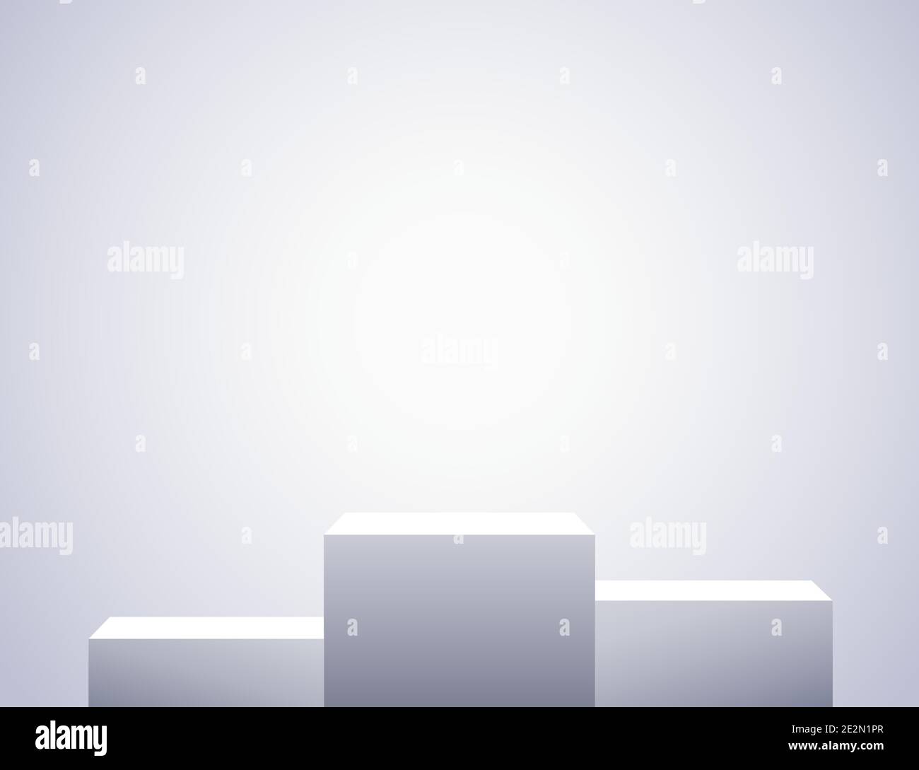 Trois rectangles blancs, socles vides. Modèle simple pour une publicité ou une conception Web. Illustration de Vecteur