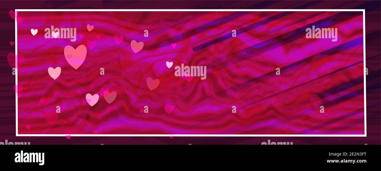 Fond rose de Saint-Valentin avec coeurs, courbes et cadre. Illustration vectorielle eps10 superposée. Illustration de Vecteur