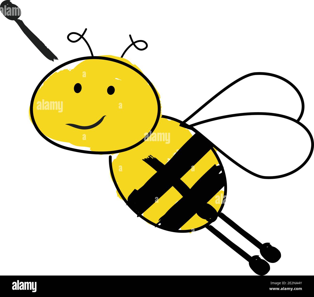 Petite abeille en relief avec le bras relevé. Abeille brave Illustration de Vecteur