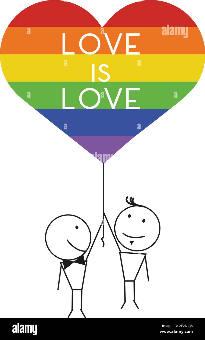 Motif vectoriel de couple gay hommes amoureux tenant ballon en forme de coeur. L'amour est l'amour. Concept d'acceptation LGBTQ Illustration de Vecteur