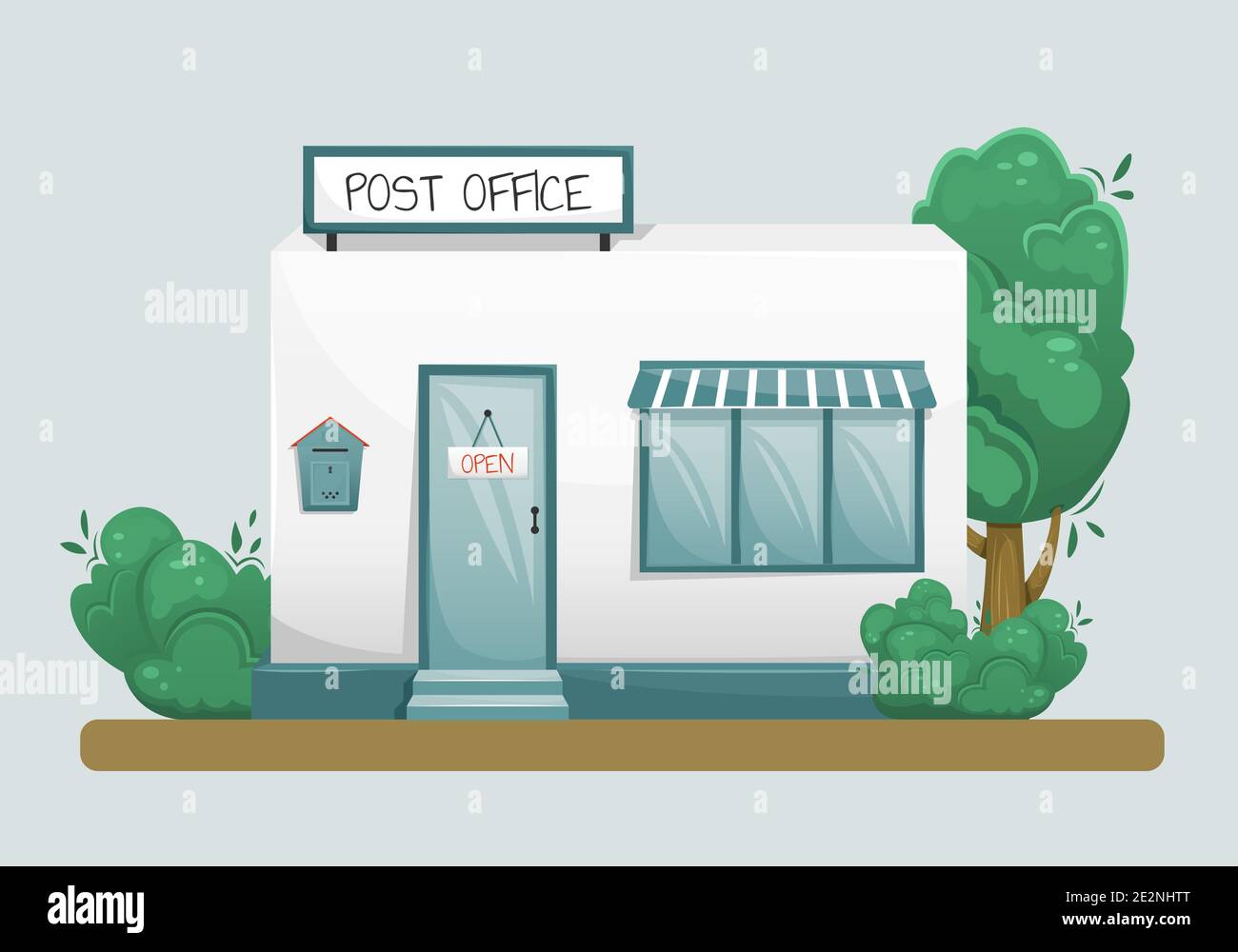 Illustration vectorielle du bâtiment du bureau de poste. Livraison du courrier. Illustration de Vecteur