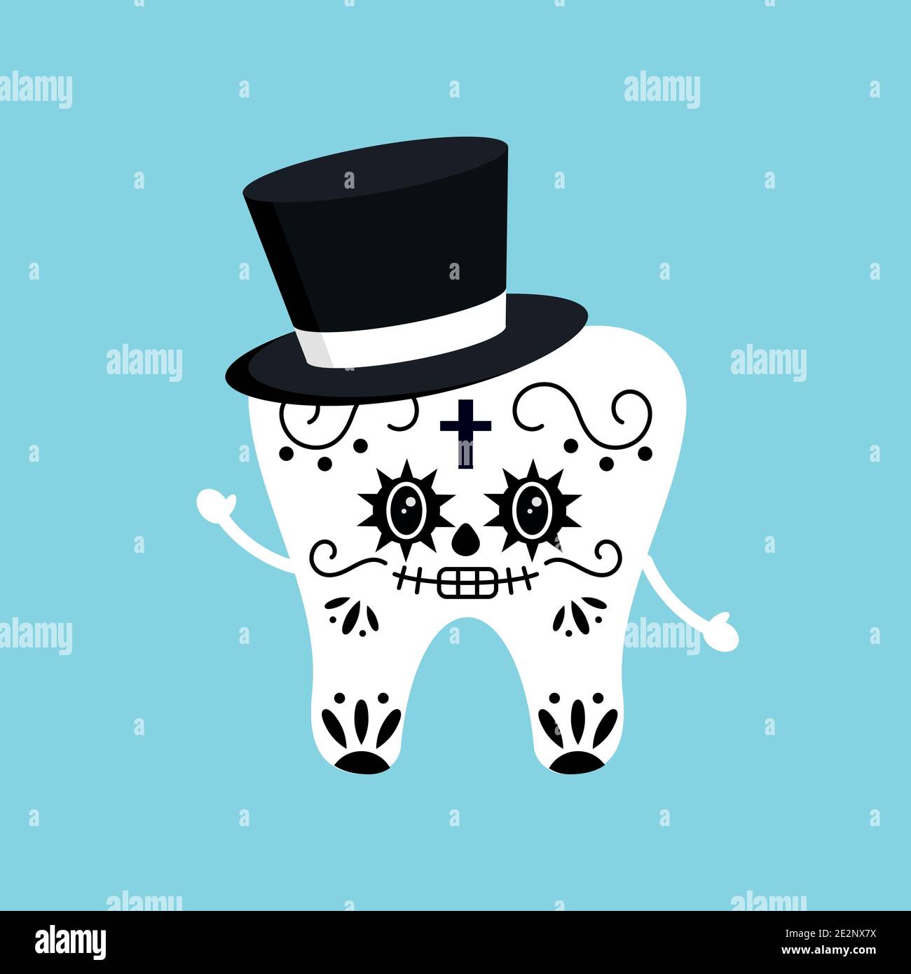 Jolie dent avec le jour mexicain du maquillage mort du crâne costume Illustration de Vecteur