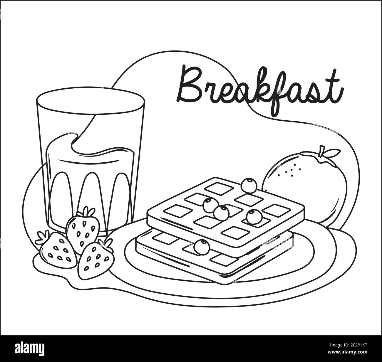 Petit Déjeuner Dessin Noir Et Blanc Waffle breakfast Banque d'images noir et blanc - Alamy
