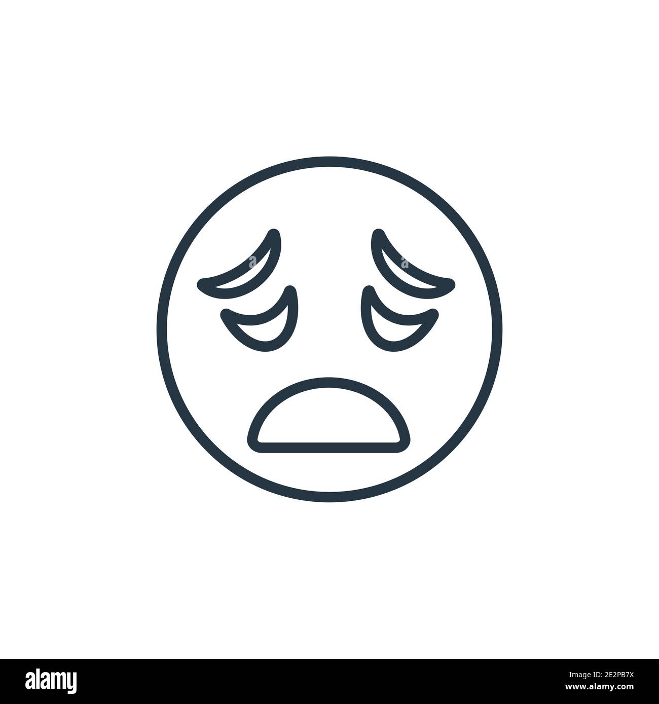 Icône de vecteur de contour emoji fatigué. Fine ligne noire fatigue emoji icône, vecteur plat illustration d'élément simple de l'emoji concept modifiable isolé sur whi Illustration de Vecteur