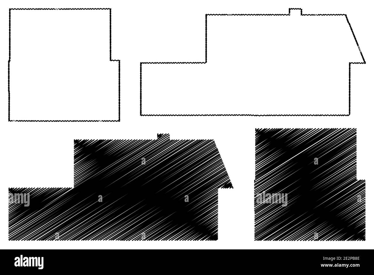 Eddy et Cibola County, Nouveau-Mexique (comté des États-Unis, États-Unis d'Amérique, États-Unis, États-Unis, États-Unis) carte illustration vectorielle, carte d'esquisse griffée Illustration de Vecteur
