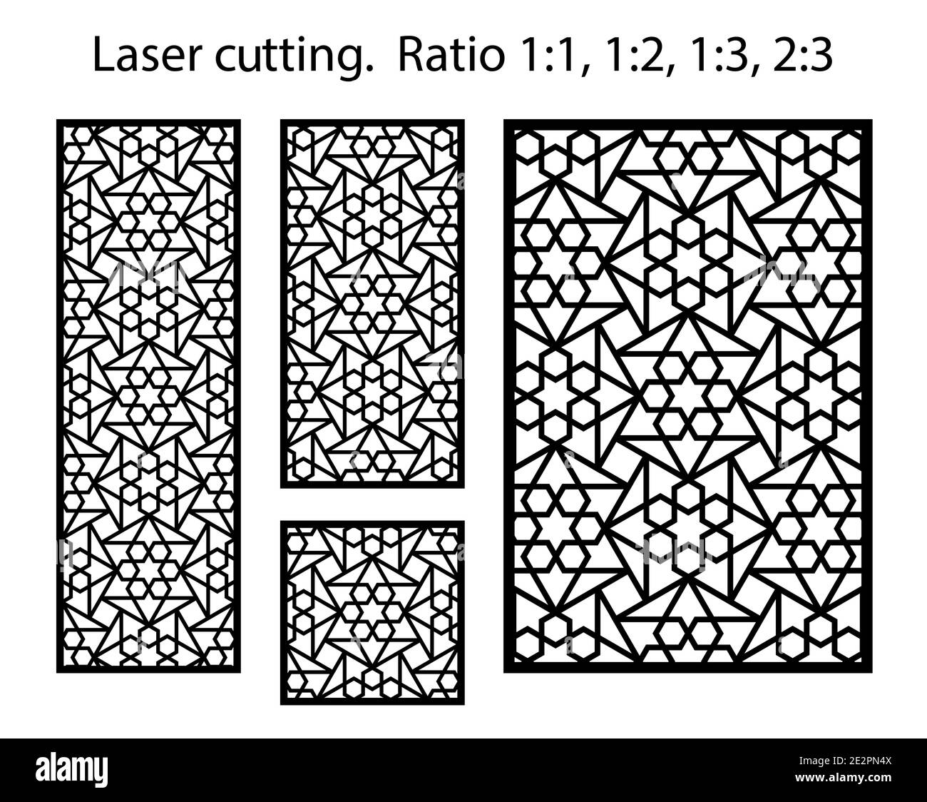 Mur décoratif arabe islamique, écran, motif panneau avec étoiles. Kit de modèle vectoriel. Jeu de panneaux vectoriels décoratifs pour la découpe au laser. Modèle pour Illustration de Vecteur Mur décoratif arabe islamique, écran, motif panneau avec étoiles. Kit de modèle vectoriel. Jeu de panneaux vectoriels décoratifs pour la découpe au laser. Modèle pour Illustration de Vecteur