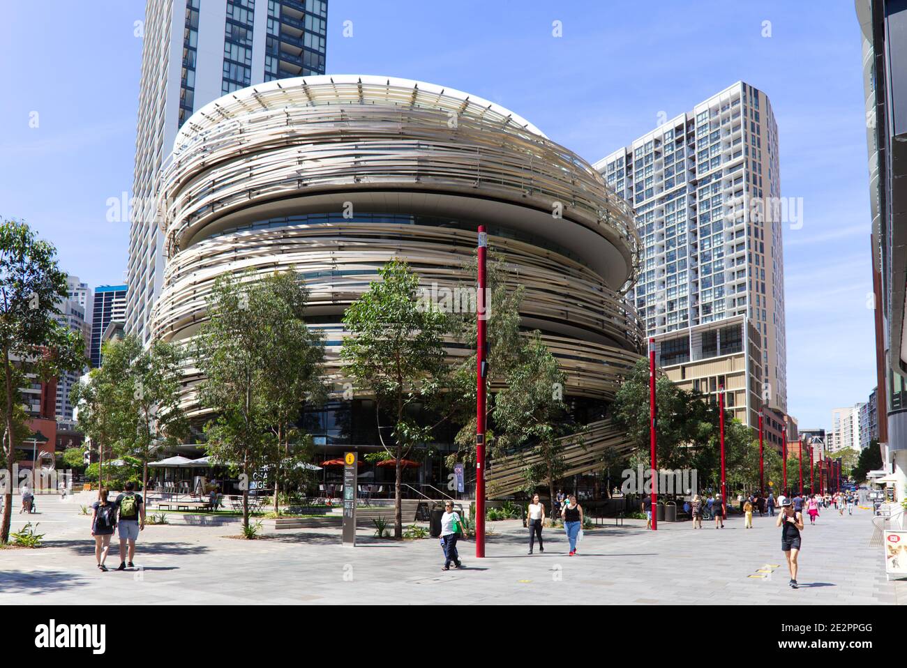 Le bâtiment de six étages appelé The Exchange a été conçu par Entreprise d'architecture renommée mondiale, Kengo Kuma Architects Darling Square Sydney Aust Banque D'Images