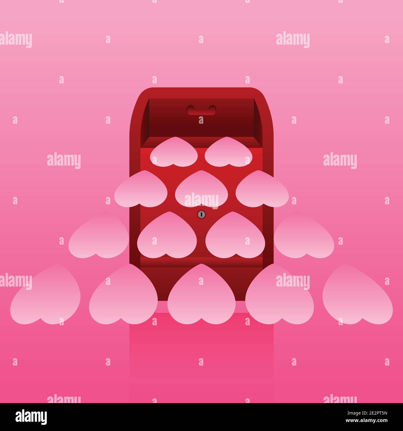 Happy Valentin concept de fond décoratif avec boîte aux lettres rouge et coeur rose. L'élément Design peut être utilisé pour l'arrière-plan, le fond d'écran, le papier peint, p Illustration de Vecteur