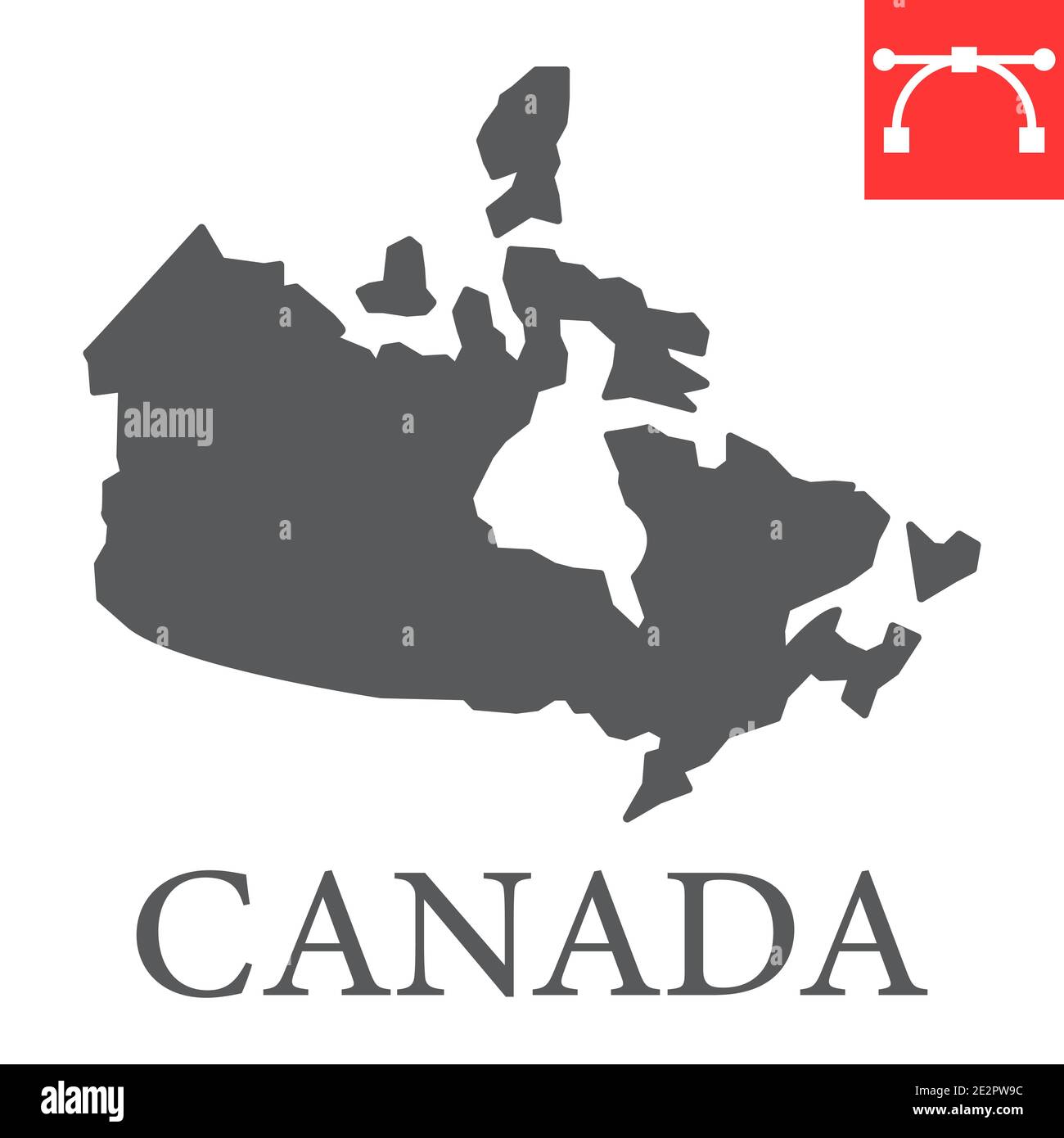 Carte du Canada icône en glyphe, pays et géographie, carte du canada graphique vectoriel de signe, icône en forme de trait plein modifiable, eps 10. Illustration de Vecteur