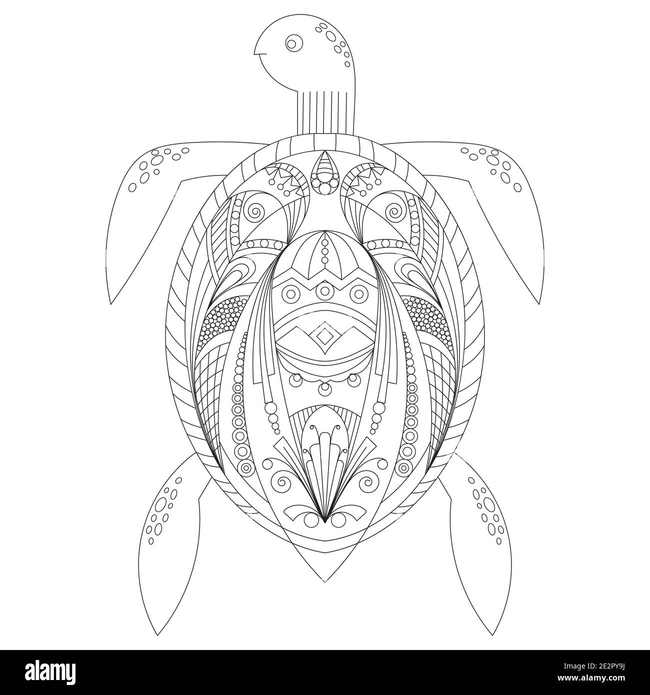 Dessin de tortue zentangle pour colorier la page, illustration vectorielle, effet de création de chemise, logo, tatouage et décoration. Illustration de Vecteur