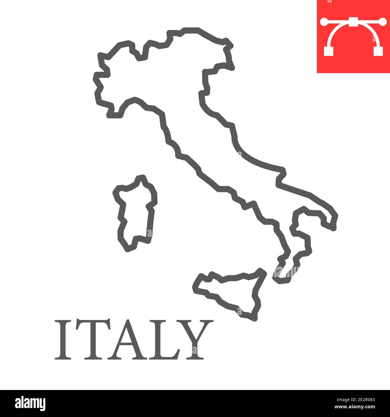 Carte de l'Italie Line Icon, pays et géographie, carte italie signe vector graphiques, modifiable trait linéaire Icon, eps 10. Illustration de Vecteur