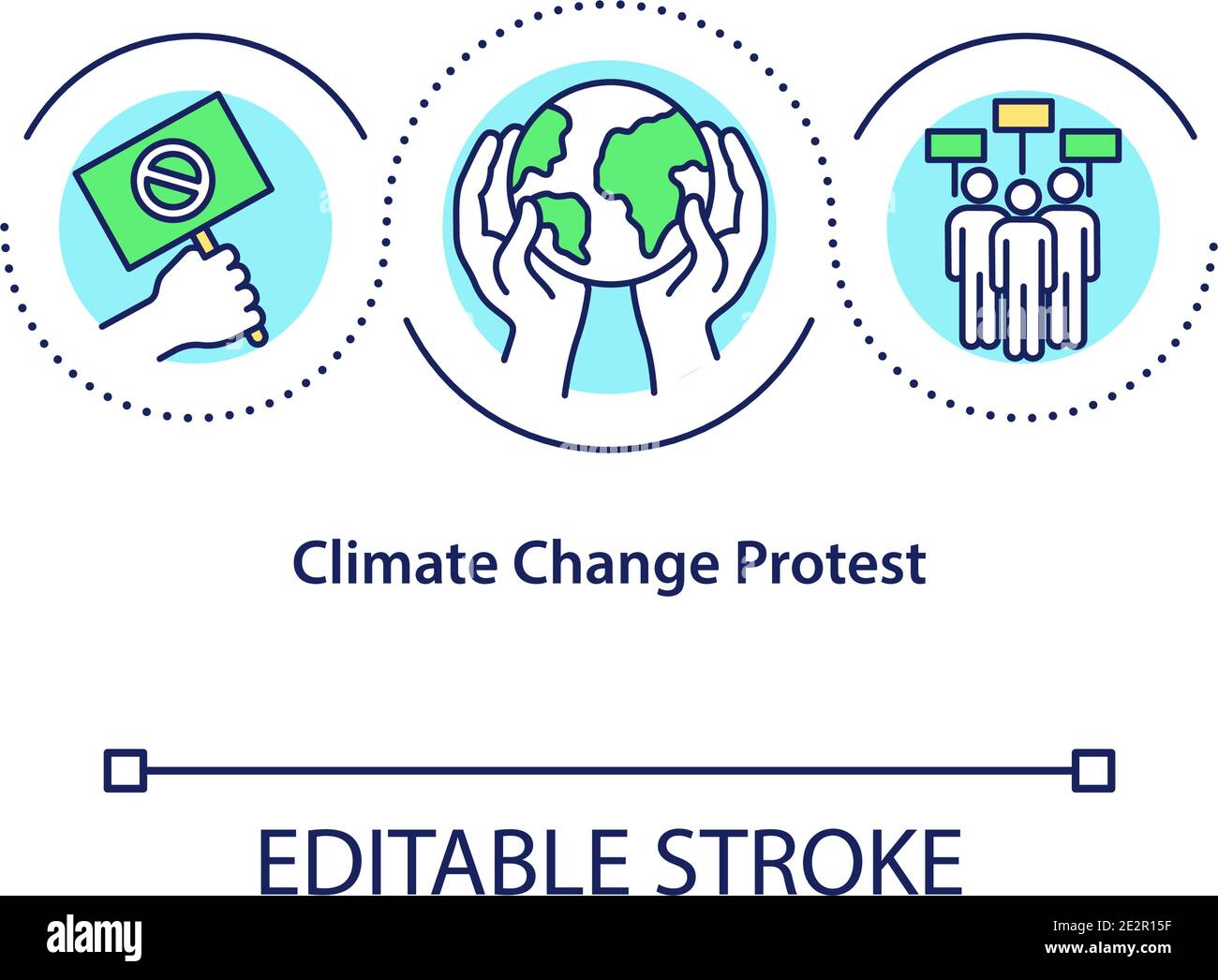Icône du concept de protestation contre le changement climatique Illustration de Vecteur