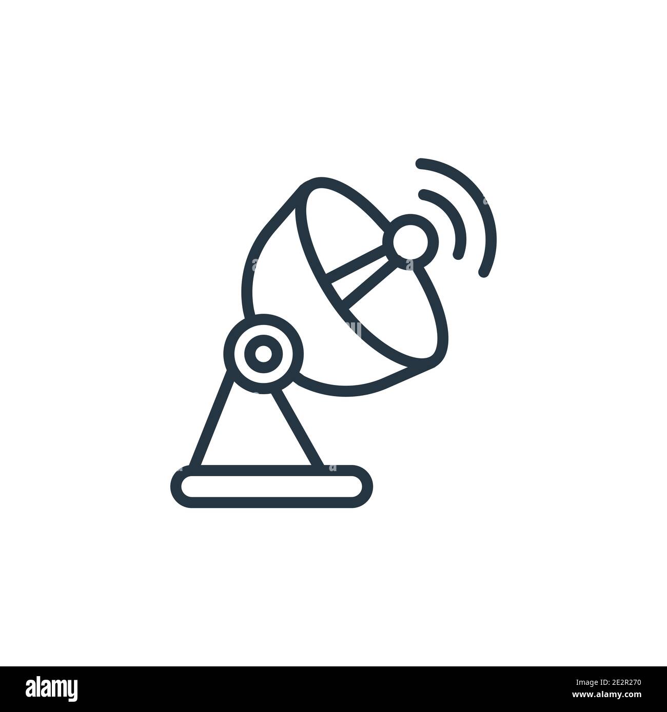 Icône parabolique parabolique et vecteur de contour du signal. Plat parabolique noir à ligne fine et icône de signal, vecteur plat illustration d'élément simple de c modifiable Illustration de Vecteur