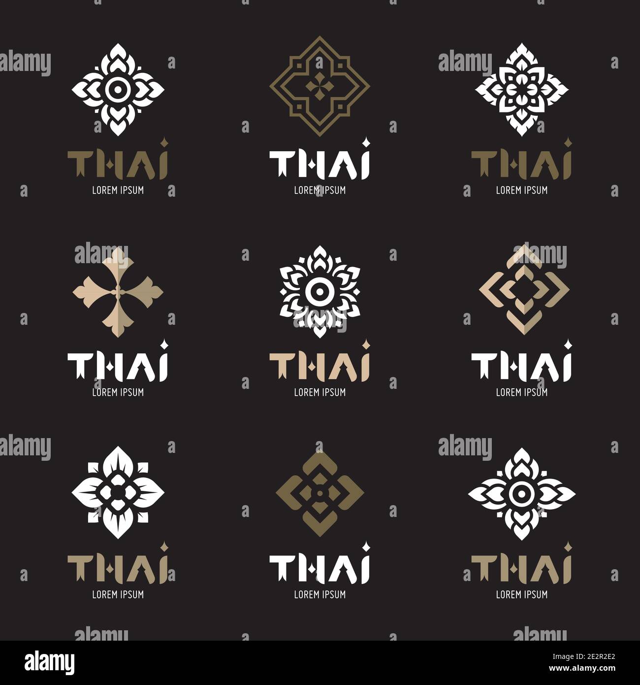 Jeu de vecteurs de conception de logo Thai concept. Illustration de Vecteur
