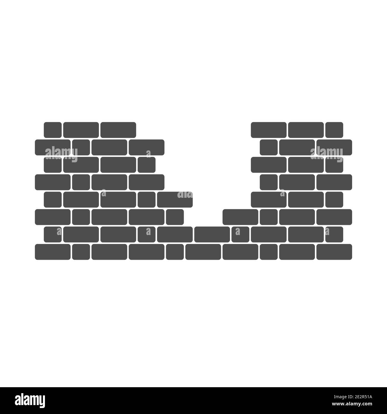 Icône d'un mur de briques avec une ouverture. Style plat. Illustration de Vecteur