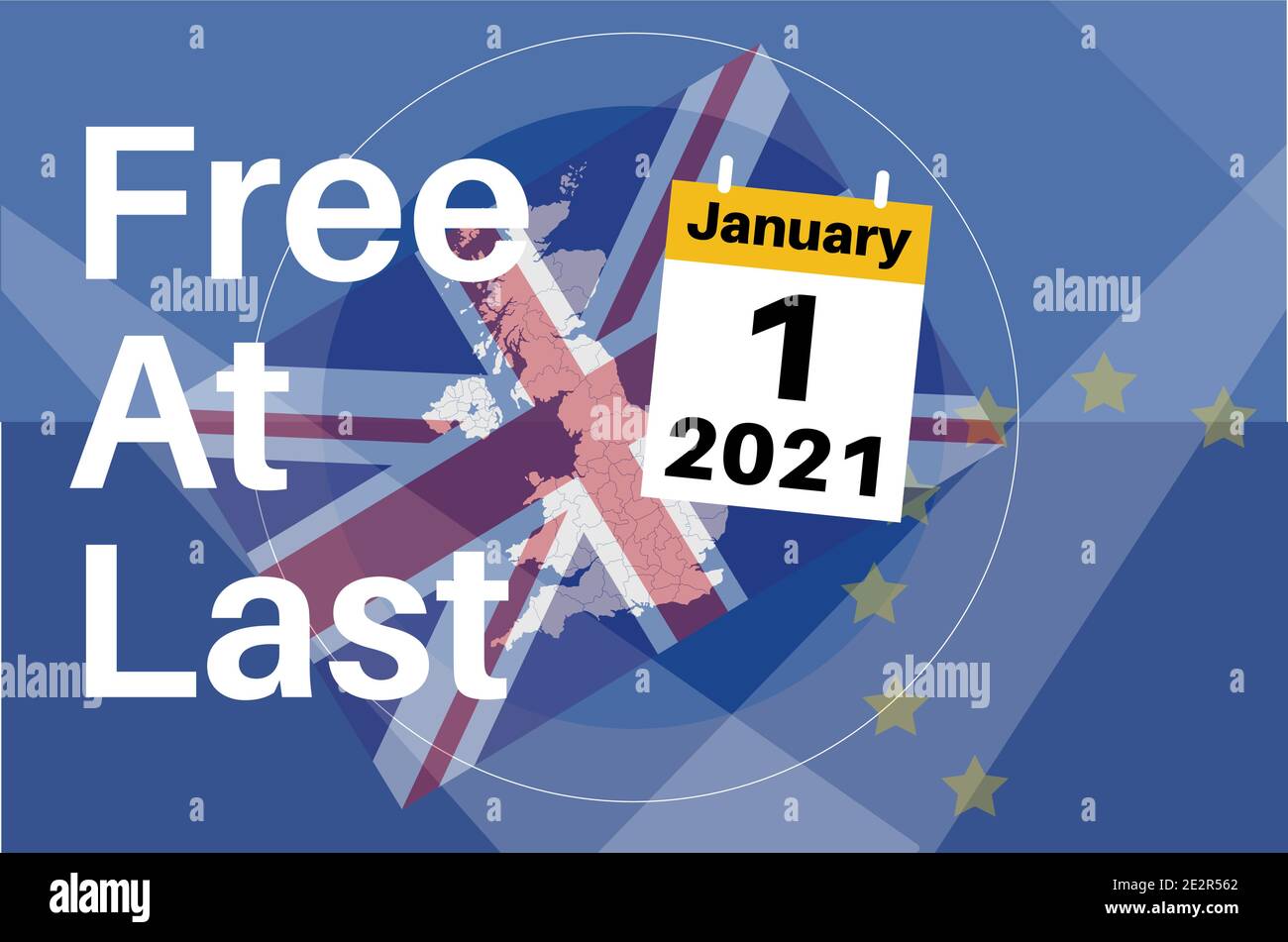 Gratuit au dernier Royaume-Uni 1er janvier 2021 le Royaume-Uni se brise Libre de l'UE Illustration de Vecteur