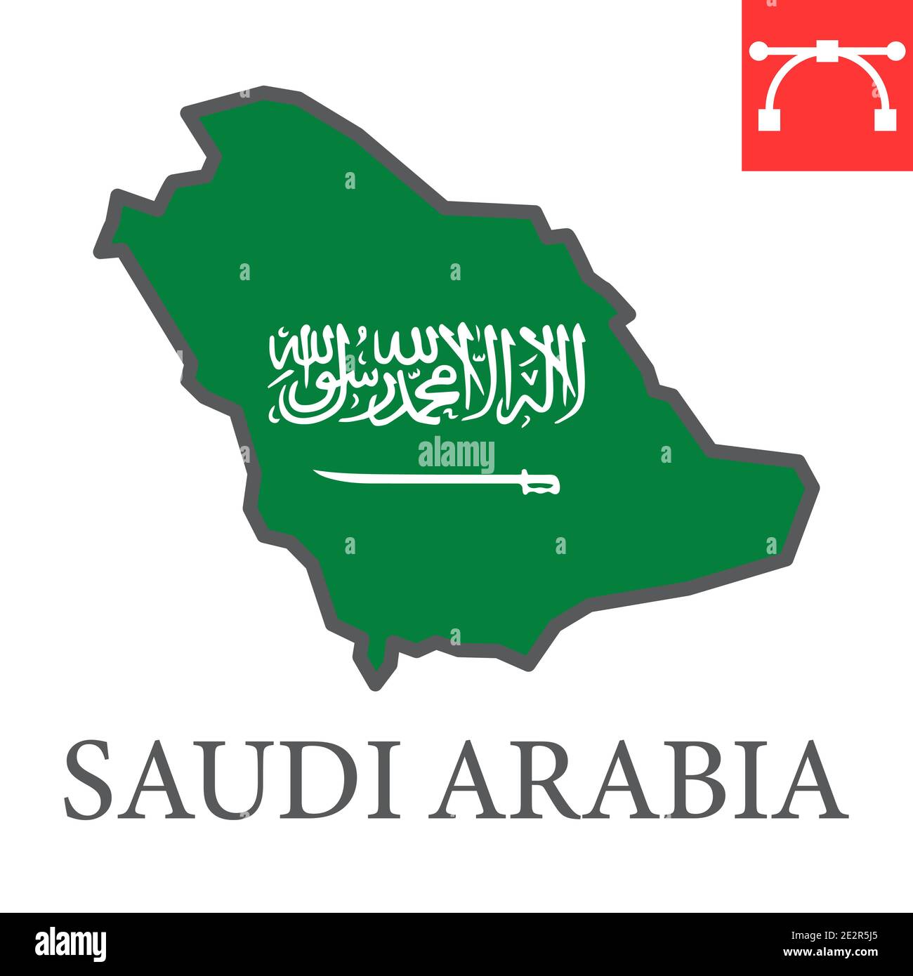 Carte de l'Arabie Saoudite icône de ligne de couleur, pays et géographie, Arabie Saoudite carte graphique vecteur de signe de drapeau, icône modifiable de contour rempli de trait, eps 10. Illustration de Vecteur