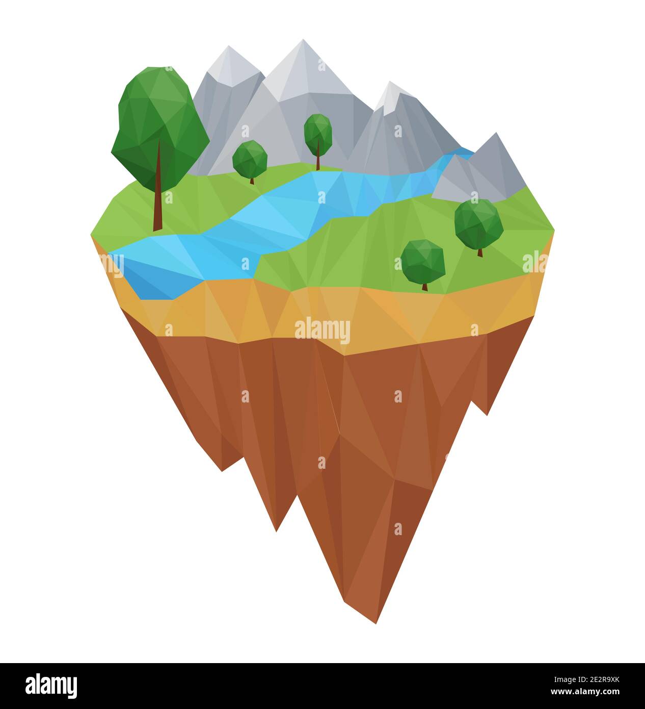 Îlot géométrique en polyéthylène bas. Vecteur nature concept Illustration, en style triangulaire. Conception d'arrière-plan pour la bannière, l'affiche. Illustration de Vecteur