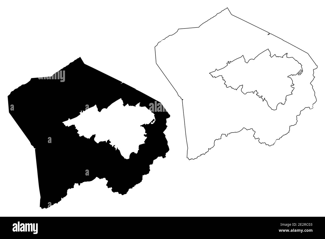 Comté de Roanoke, Commonwealth of Virginia (comté des États-Unis, États-Unis d'Amérique, États-Unis, États-Unis) carte illustration vectorielle, croquis à tracer carte de Roanoke Illustration de Vecteur