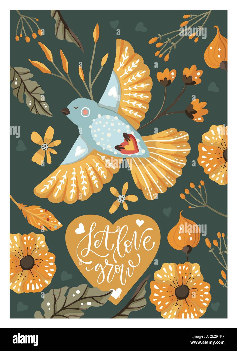 Carte Vectorielle De Saint Valentin Avec Citation A La Main Fleur Oiseau Et Coeur Affiche De Bienvenue Avec Texte Love Motif Fleuri Tres Orne Que L Amour Image Vectorielle Stock Alamy