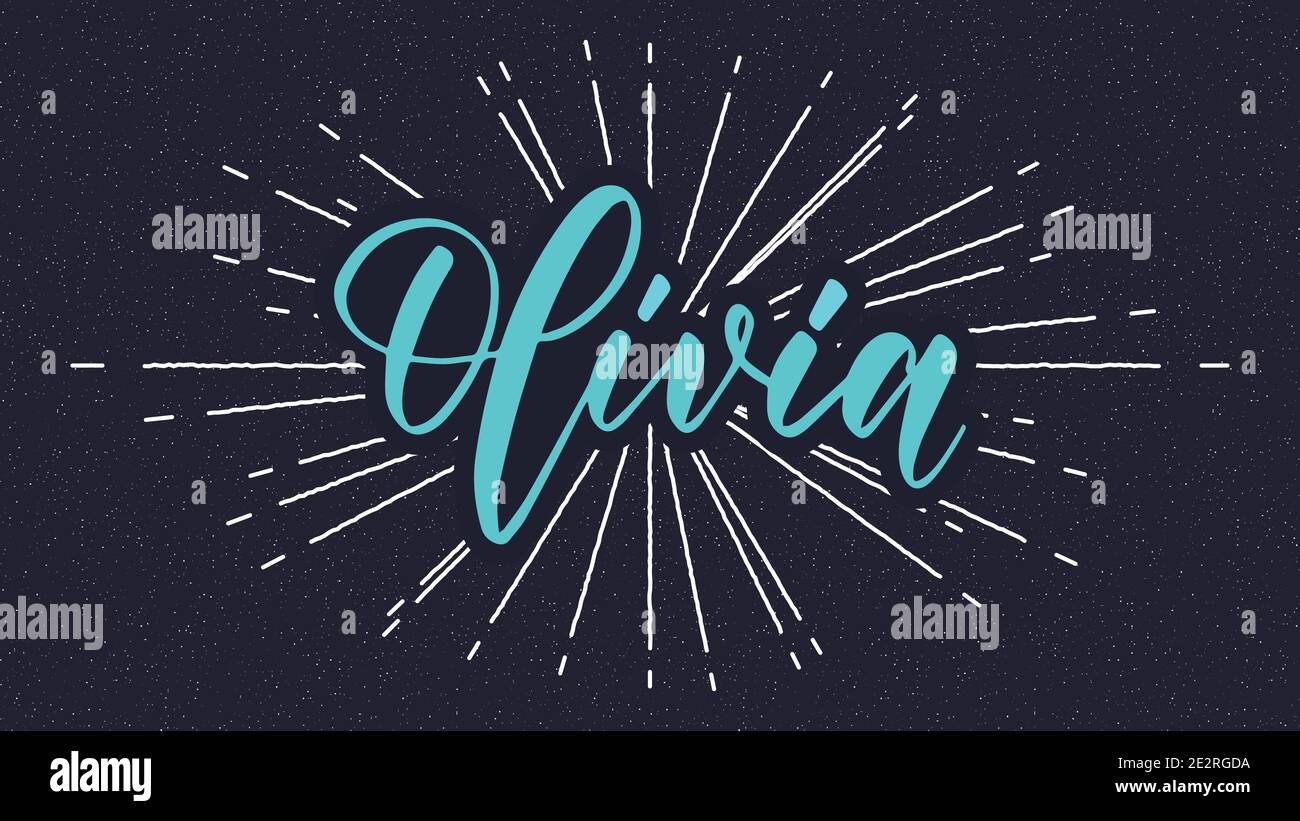 Olivia Name Vector Typographie avec Starburst Illustration de Vecteur