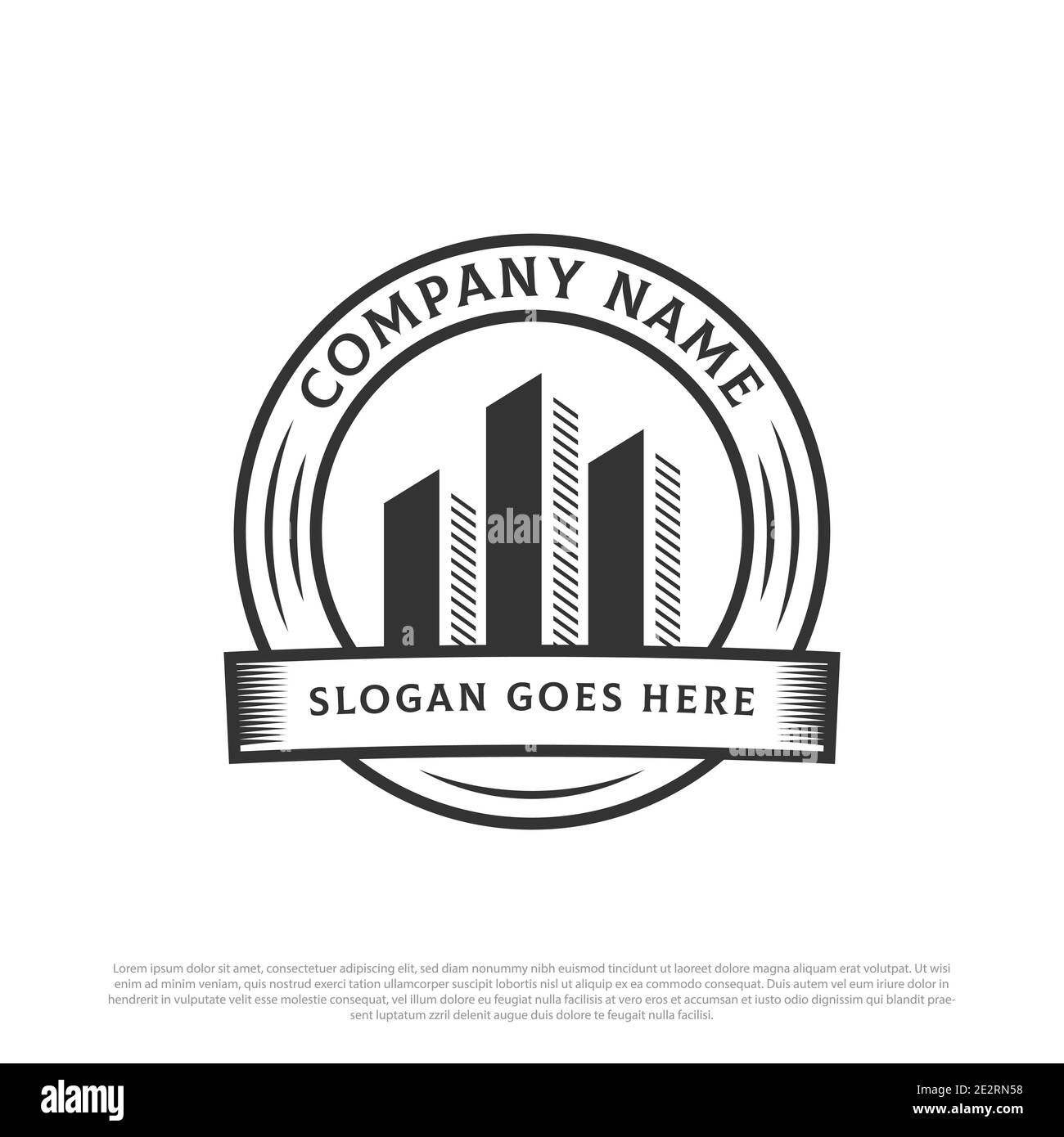 Logo immobilier d'appartement vintage, logo bâtiment et construction badge design Illustration de Vecteur