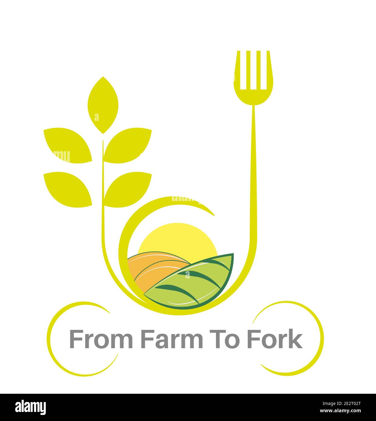 Mangez des produits locaux frais de la ferme à la fourchette illustration vectorielle Sur fond blanc - concept alimentaire local durable Illustration de Vecteur