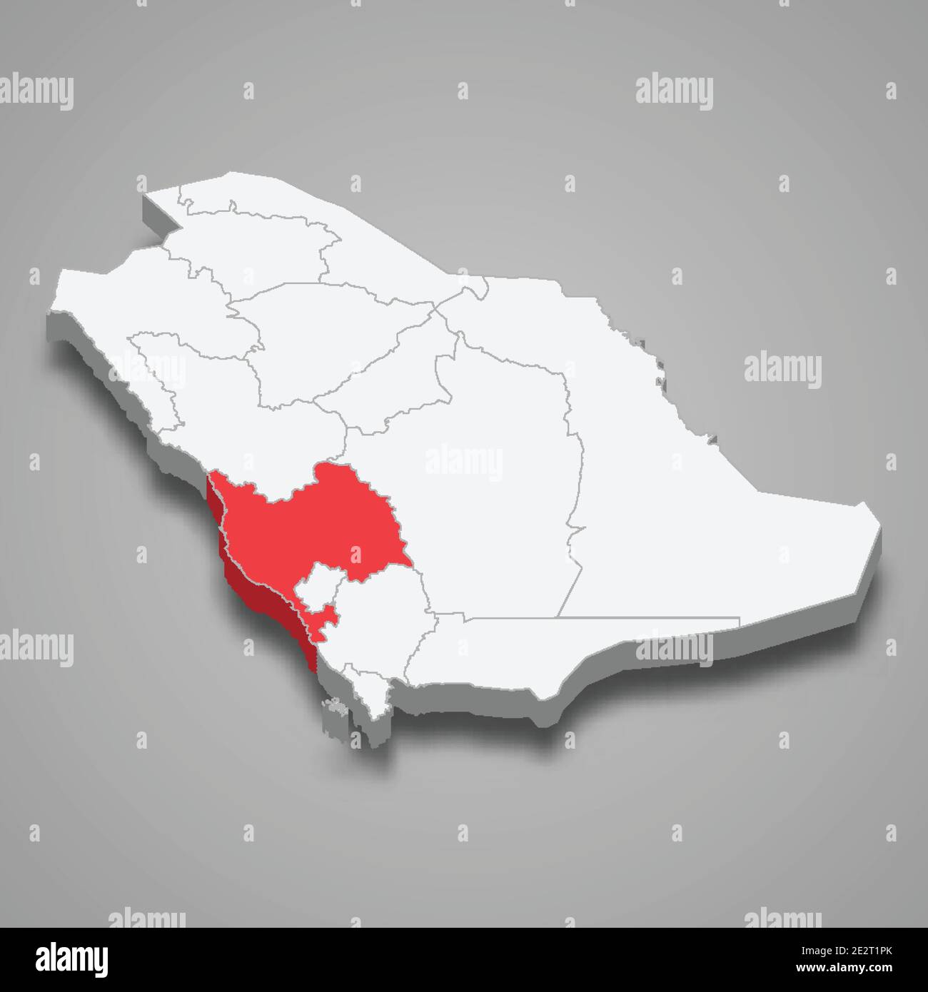 Emplacement de la région de la Mecque dans l'Arabie Saoudite carte isométrique 3d Illustration de Vecteur