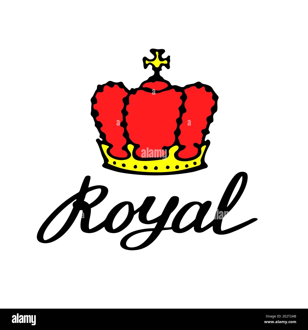 Lettres royales avec couronne dans un style de croque simple. Motif imprimé pour les imprimés de t-shirts, les étuis pour téléphones, les mugs ou les affiches. Inscription tendance, slog manuscrit Illustration de Vecteur