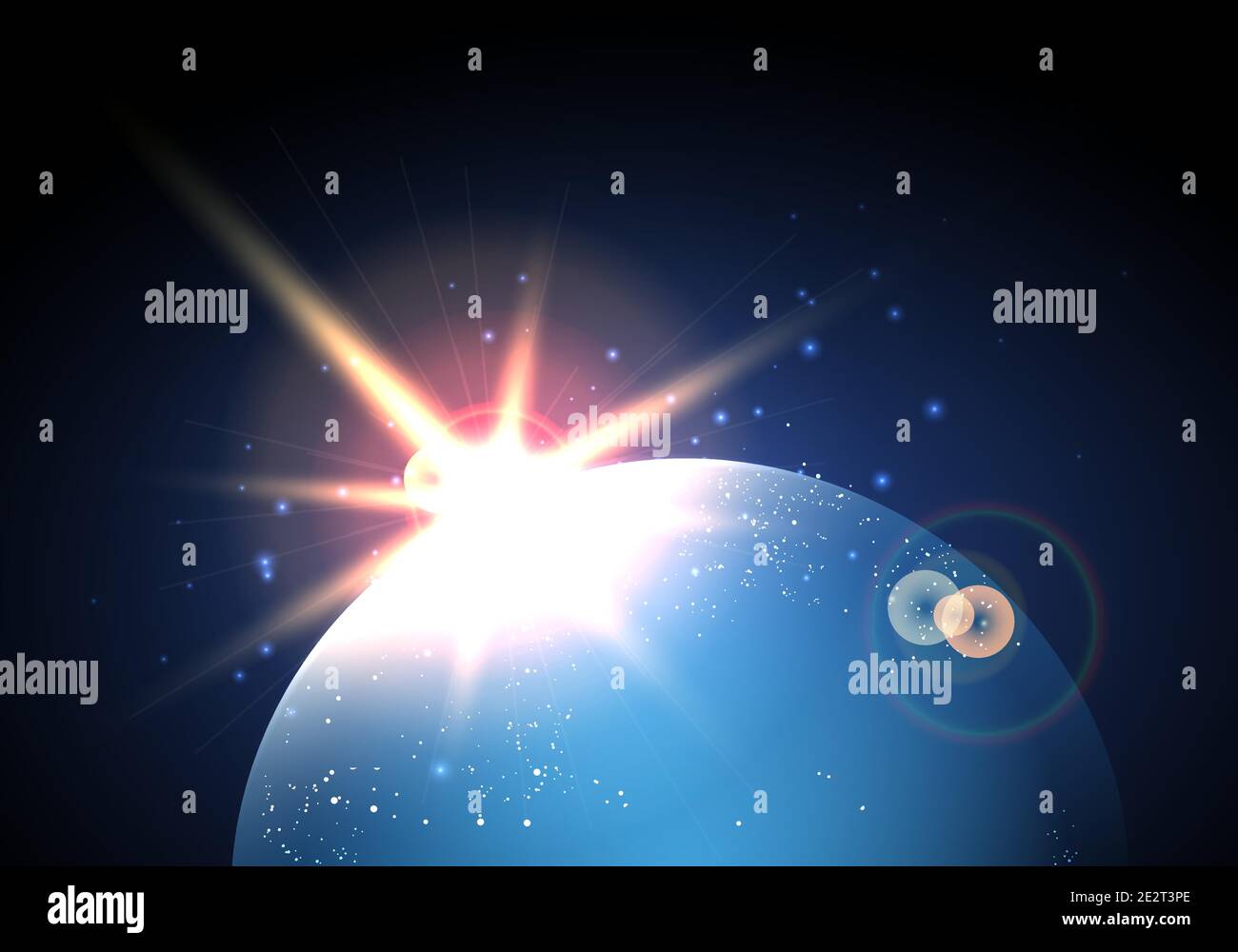 A été Wiew de l'espace sur la planète Terre avec Sunrise. Illustration vectorielle. Illustration de Vecteur
