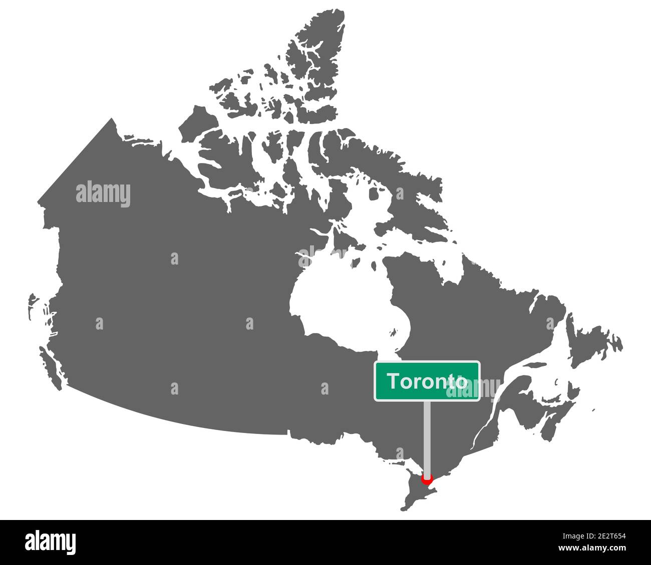 Placez l'enseigne Toronto sur la carte du Canada Banque D'Images