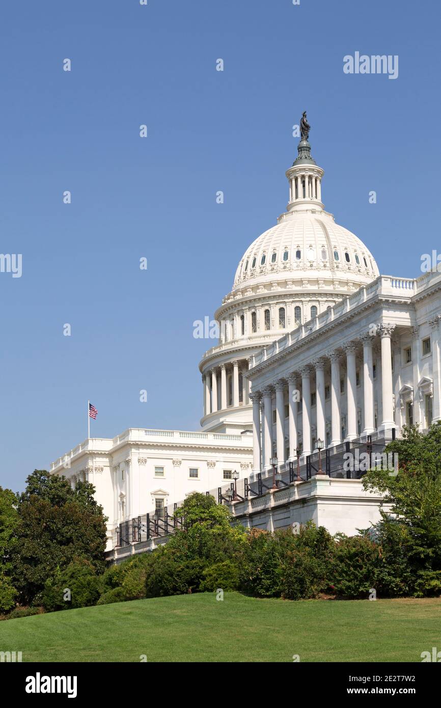 Le Capitole des États-Unis à Washington DC, États-Unis. Le bâtiment du Capitole est le lieu de rencontre du Sénat et du Congrès des États-Unis, et est ouvert à vi Banque D'Images